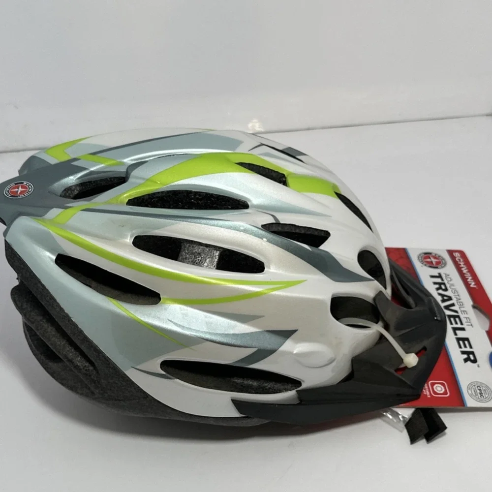 Schwinn Traveler Adjustable Fit Adult Cycling Helmet Visor White Gray Green